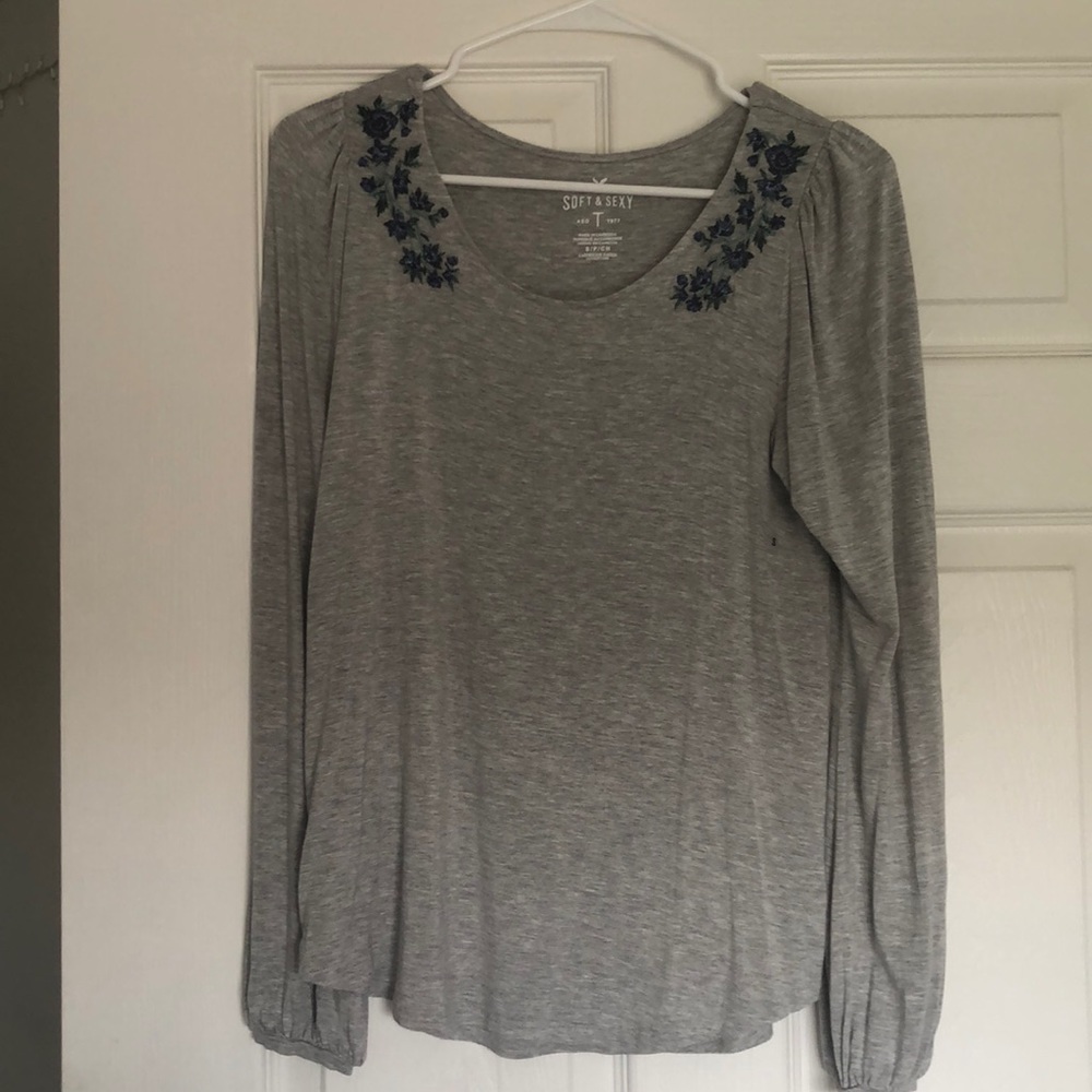 Long Sleeve Soft and Sexy Embroidered Tee NWT